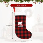 Personalisierte Buffalo Plaid Weihnachtsstrumpf mit Namen Bär Elch Hirsch Baum Geweih Weihnachtsgeschenk für Kinder Familie
