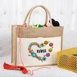 Henkilökohtainen neulonta rakkaus Juutti laukku Knitter varastointi laukku 1-12 lasten nimet lahja äiti isoäiti ompelu harrastaja