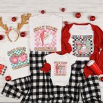 Personalisierte Jolly Vibes Cartoon T-shirt Baby Onesie Familie Weihnachten Retro Schachbrettmuster Kostüm Weihnachten Urlaub Geschenk für Familie Kin