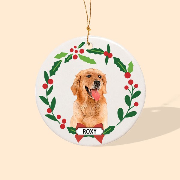 Personalised Dog Cat Portrait Photo Christmas Ceramic Ornament with Name Home Decoration Christmas Gift for Family Pet Lovers