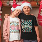 Personalisierte Jolly Vibes Cartoon T-shirt Baby Onesie Familie Weihnachten Retro Schachbrettmuster Kostüm Weihnachten Urlaub Geschenk für Familie Kin