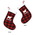 Personalisierte Buffalo Plaid Weihnachtsstrumpf mit Namen Bär Elch Hirsch Baum Geweih Weihnachtsgeschenk für Kinder Familie