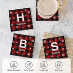 Personalisierter Schottenkaro Schneeflocken Untersetzer mit Initiale und Namen 2er Set Weihnachten Hauseinweihung Geschenk für Familie