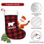Personalisierte Buffalo Plaid Weihnachtsstrumpf mit Namen Bär Elch Hirsch Baum Geweih Weihnachtsgeschenk für Kinder Familie
