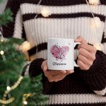 Mug Personnalisé avec Fleur de Naissance de Zodiaque Motif de Fond Coeur Cadeau pour Famille
