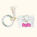 Personnalisé Thème Poupée Rétro Silicone Beaded Keychain Mini Leather Card Holder Christmas Birthday Gift for Women