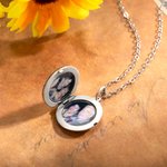 Collana personalizzata di girasoli con foto Scatola rotonda Collana medaglione Regalo di Natale Compleanno per Donna Amica