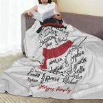 Gepersonaliseerde Snowman Zachte Fleece Sherpa Deken met Familienaam Kerstcadeau voor Familie