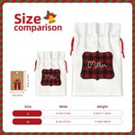 Personalisierte Weihnachten Buffalo Plaid Double Satin Ribbon Drawstring Geschenk Tasche mit Namen Weihnachtsgeschenk für Kinder