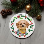 Personalised Dog Cat Portrait Photo Christmas Ceramic Ornament with Name Home Decoration Christmas Gift for Family Pet Lovers