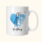 Mug Personnalisé avec Fleur de Naissance de Zodiaque Motif de Fond Coeur Cadeau pour Famille