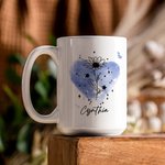 Mug Personnalisé avec Fleur de Naissance de Zodiaque Motif de Fond Coeur Cadeau pour Famille