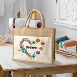 Henkilökohtainen neulonta rakkaus Juutti laukku Knitter varastointi laukku 1-12 lasten nimet lahja äiti isoäiti ompelu harrastaja