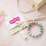 Personnalisé Thème Poupée Rétro Silicone Beaded Keychain Mini Leather Card Holder Christmas Birthday Gift for Women