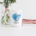 Mug Personnalisé avec Fleur de Naissance de Zodiaque Motif de Fond Coeur Cadeau pour Famille