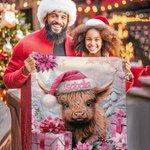 Personalisierte Rosa Floral Highland Kuh Decke mit Namen Weihnachtsgeschenk für Highland Kuh Liebhaber