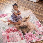Personalisierte Rosa Floral Highland Kuh Decke mit Namen Weihnachtsgeschenk für Highland Kuh Liebhaber