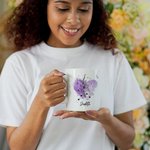 Mug Personnalisé avec Fleur de Naissance de Zodiaque Motif de Fond Coeur Cadeau pour Famille