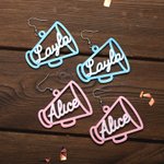 Personalised 3D Printed Earrings Cheerleader Megaphone Earrings with Name Birthday Christmas Gift for Cheerleading Enthusiasts