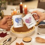 Mug Personnalisé avec Fleur de Naissance de Zodiaque Motif de Fond Coeur Cadeau pour Famille