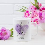 Mug Personnalisé avec Fleur de Naissance de Zodiaque Motif de Fond Coeur Cadeau pour Famille