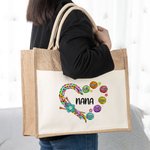 Henkilökohtainen neulonta rakkaus Juutti laukku Knitter varastointi laukku 1-12 lasten nimet lahja äiti isoäiti ompelu harrastaja