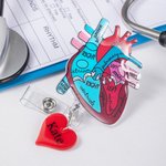 Personalised Glitter Anatomical Heart Retractable Badge Reel with Name and Badge Buddy Appreciation Birthday Gift for Nurse Doctor Medical Staff