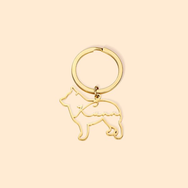 Porte-clés Personnalisé avec Silhouette en Forme de Chien Chat et Nom Cadeau de Souvenir pour Amoureux d'Animal de Compagnie