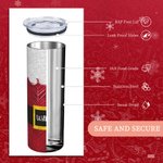 Personalized Christmas Santa 20oz Skinny Tumbler with Lid and Straw Cleaning Brush Christmas Gift for Friend Family