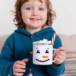 Personalized Cute Christmas Snowman Expression 11oz Enamel Camping Cup Christmas Holiday Tea Party Gift for Kids Friends Coworkers