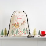 Personalised Special Delivery Drawstring Strap Pack with Santa Claus Reindeer Design and Name Christmas Gift for Family Friend