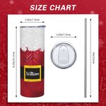Personalized Christmas Santa 20oz Skinny Tumbler with Lid and Straw Cleaning Brush Christmas Gift for Friend Family