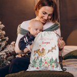 Personalised Special Delivery Drawstring Strap Pack with Santa Claus Reindeer Design and Name Christmas Gift for Family Friend