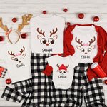 Personalizzato faccia di renna T-shirt Felpa bambino Onesie Famiglia Natale Costume carino Natale Festa regalo per genitore bambino