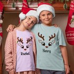 Personalizzato faccia di renna T-shirt Felpa bambino Onesie Famiglia Natale Costume carino Natale Festa regalo per genitore bambino