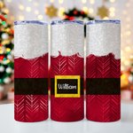 Personalized Christmas Santa 20oz Skinny Tumbler with Lid and Straw Cleaning Brush Christmas Gift for Friend Family