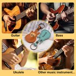 Personalised Engraved Wooden Guitar Pick Leather Guitar Shaped Case Keychain with Text Birthday Christmas Gift for Guitar Player Musician