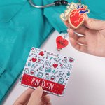 Personalised Glitter Anatomical Heart Retractable Badge Reel with Name and Badge Buddy Appreciation Birthday Gift for Nurse Doctor Medical Staff