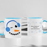 Gepersonaliseerde Mooie Kerstmis Sneeuwpop Expressie Keramische Mok 11oz 15oz Koffiemelk Thee Kop Kerstcadeau voor familie vriend