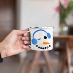 Personalized Cute Christmas Snowman Expression 11oz Enamel Camping Cup Christmas Holiday Tea Party Gift for Kids Friends Coworkers