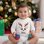 Personalizzato faccia di renna T-shirt Felpa bambino Onesie Famiglia Natale Costume carino Natale Festa regalo per genitore bambino