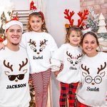 Personalizzato faccia di renna T-shirt Felpa bambino Onesie Famiglia Natale Costume carino Natale Festa regalo per genitore bambino