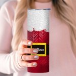 Personalized Christmas Santa 20oz Skinny Tumbler with Lid and Straw Cleaning Brush Christmas Gift for Friend Family