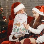 Personalised Special Delivery Drawstring Strap Pack with Santa Claus Reindeer Design and Name Christmas Gift for Family Friend
