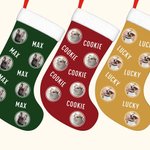 Personalised Lovely Pet Round Photo Christmas Stocking with Name Gift Bag Christmas Tree Decoration for Pet Lover Friend