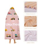 Couverture à capuche personnalisée avec nom pour bébé Camion de chantier Cadeau d'anniversaire de Noël doux et chaud pour les enfants