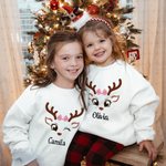 Personalizzato faccia di renna T-shirt Felpa bambino Onesie Famiglia Natale Costume carino Natale Festa regalo per genitore bambino