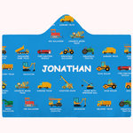 Couverture à capuche personnalisée avec nom pour bébé Camion de chantier Cadeau d'anniversaire de Noël doux et chaud pour les enfants