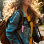 Personalized Sequin Pink and White Fashion Keychain Backpack Tag Accessory Acrylic Decoration Birthday Gift for Fashion Doll Fan