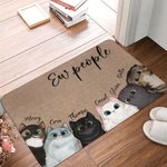 Personalized Cute Cat Doormat Ew People Quote Mat Cat Avatar Decoration with Name Birthday Housewarming Gift for Family Cat Lover
